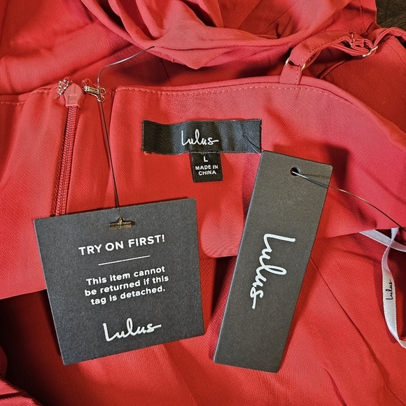 Lulus Women's Reinette Rust Red Faux Wrap Pleated Overlap Sleveless Midi Dress - Picture 15 of 16